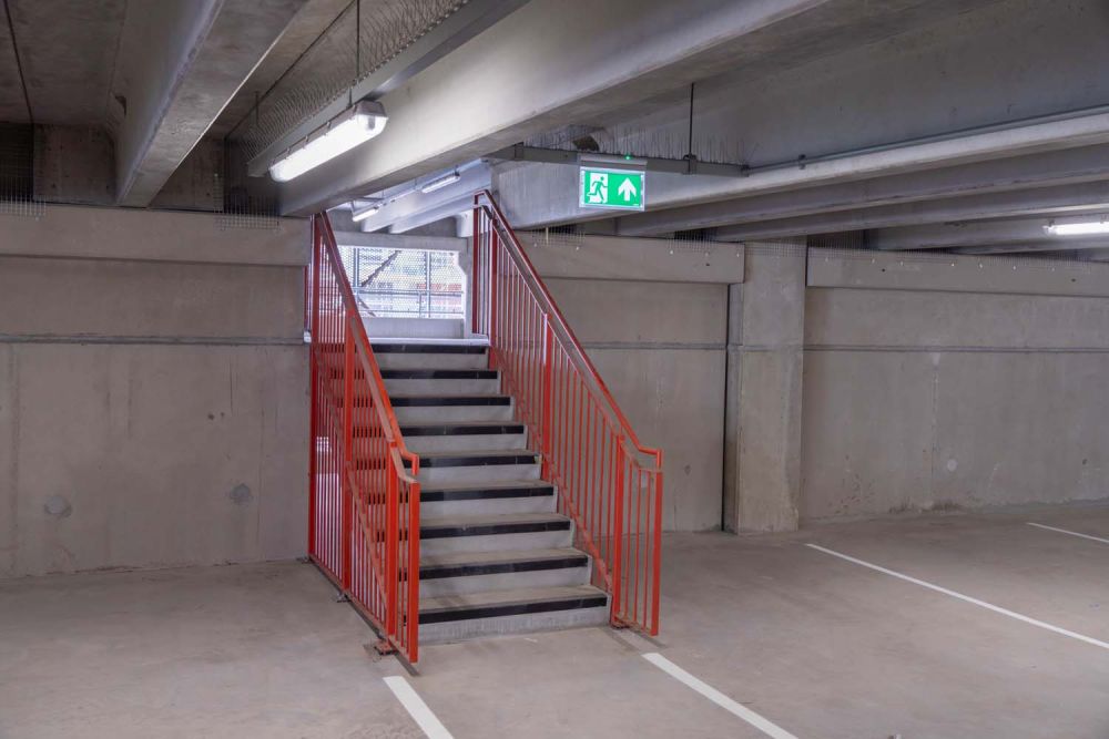 A private multi-storey car park with large roof (Brentford, London)