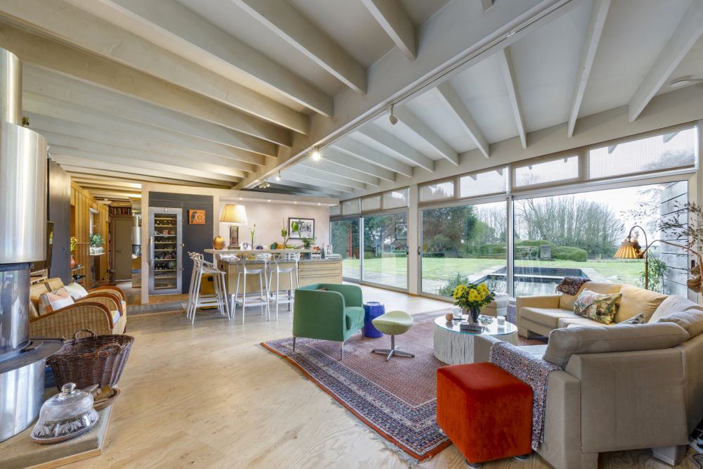 An architecturally unique timber-clad  home in the South Downs