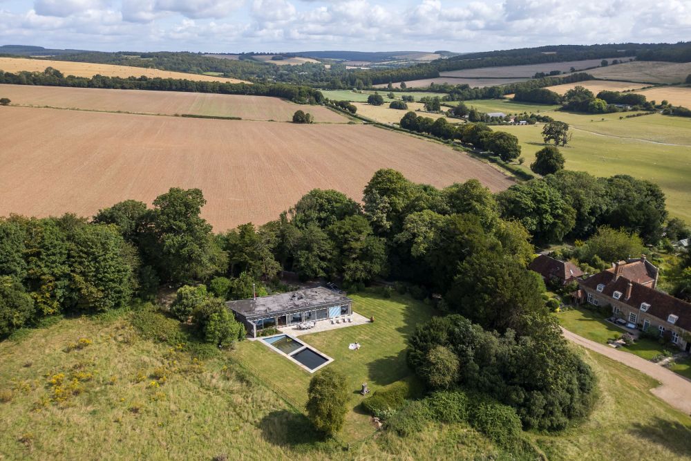 An architecturally unique timber-clad  home in the South Downs