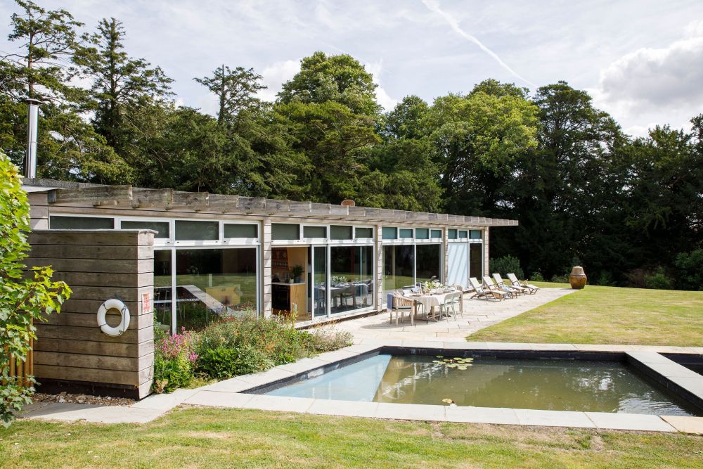 An architecturally unique timber-clad  home in the South Downs