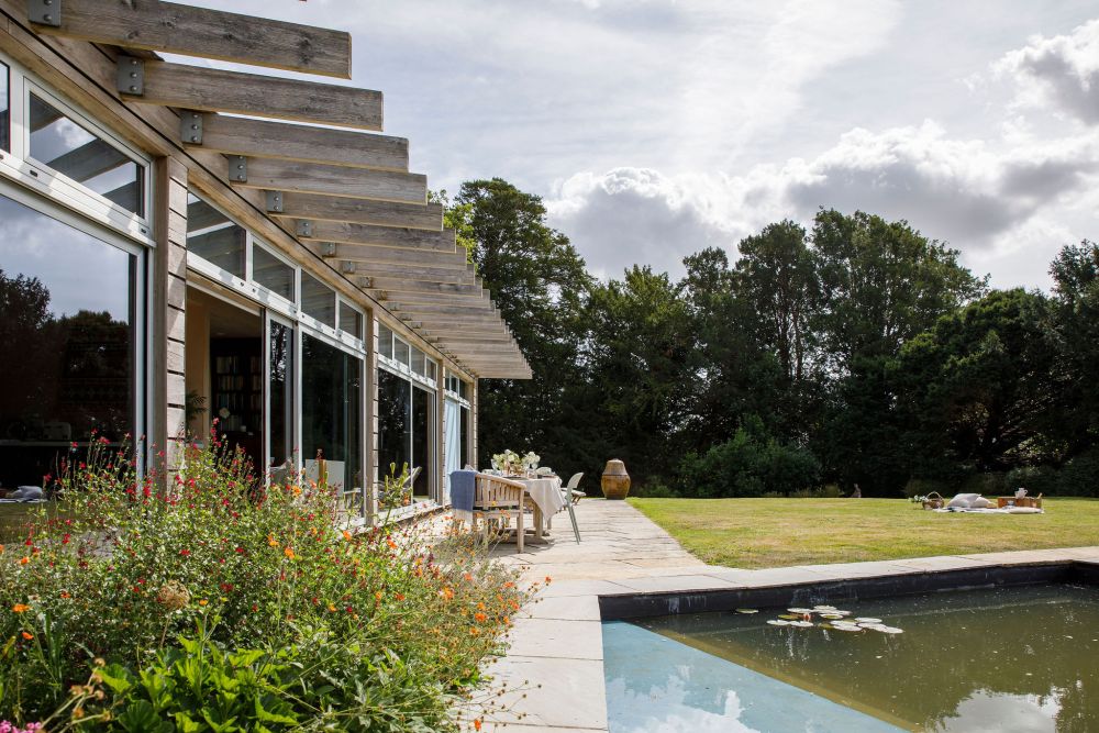 An architecturally unique timber-clad  home in the South Downs
