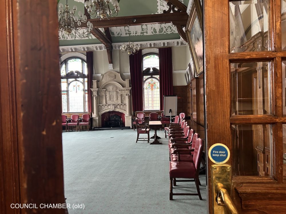 Town hall with meeting rooms, council chambers and period offices. (Reigate, Surrey)