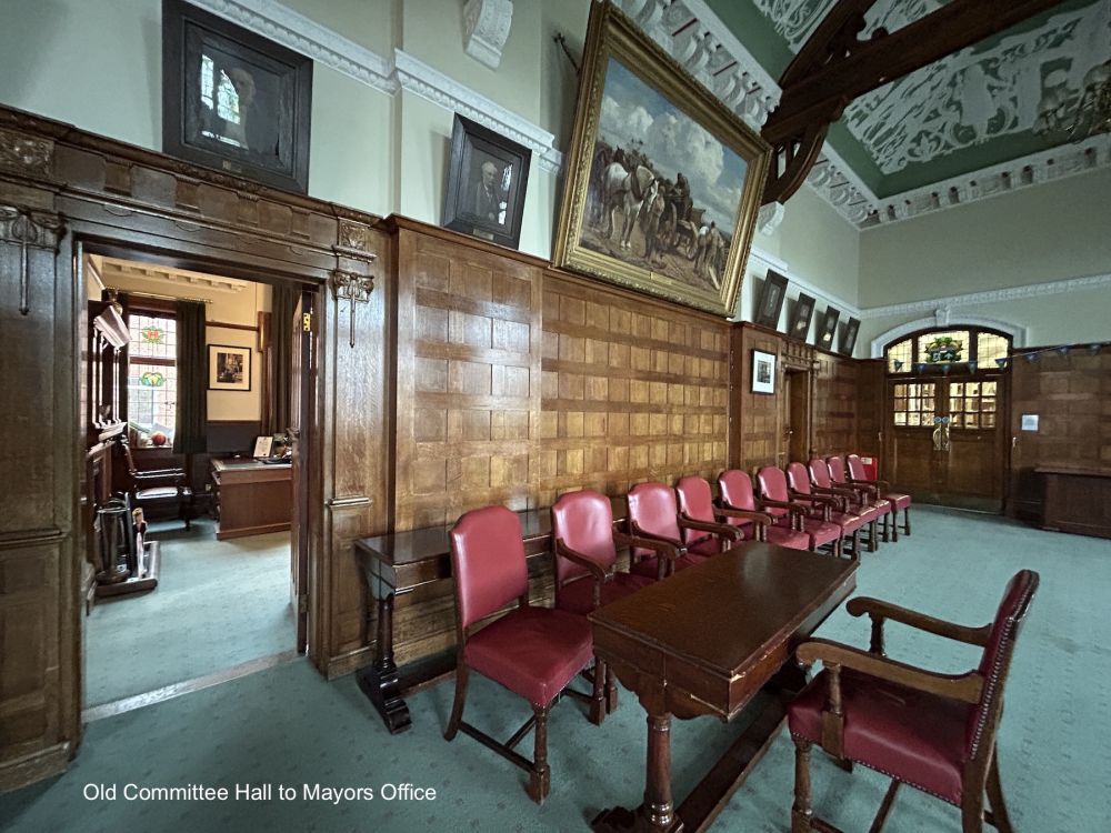 Town hall with meeting rooms, council chambers and period offices. (Reigate, Surrey)