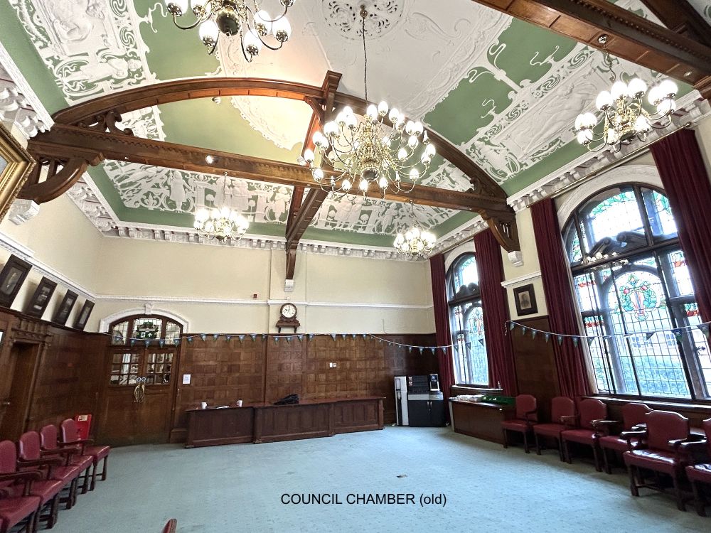 Town hall with meeting rooms, council chambers and period offices. (Reigate, Surrey)