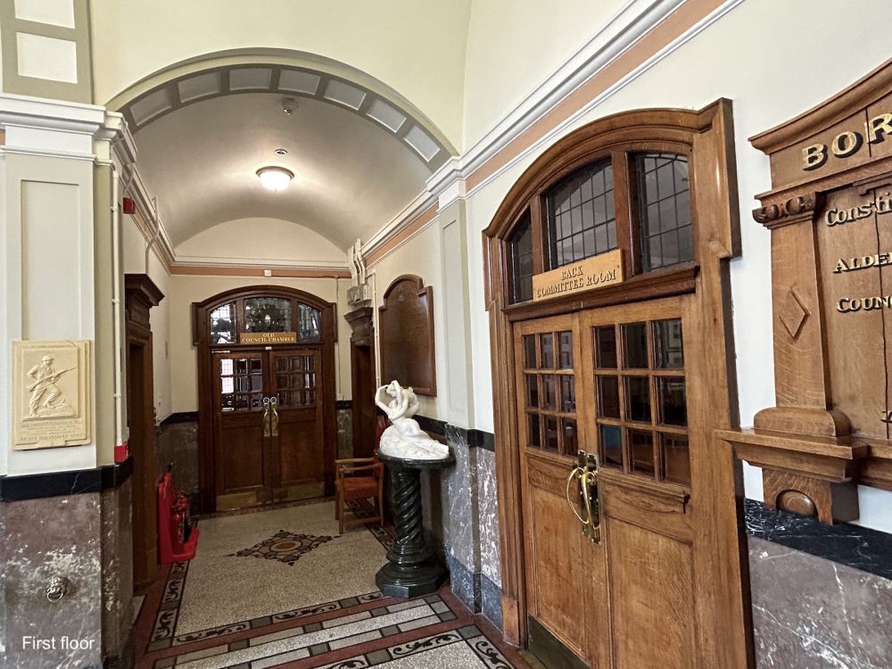 Town hall with meeting rooms, council chambers and period offices. (Reigate, Surrey)