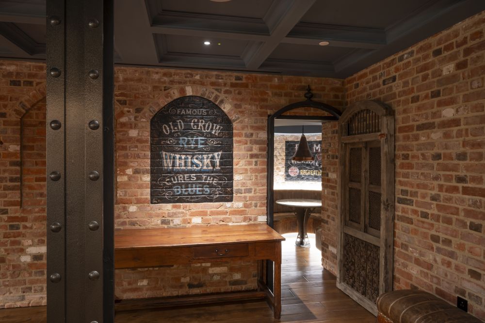 An underground private bar and recording studio with vintage retro touches